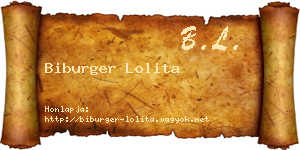 Biburger Lolita névjegykártya
